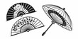 © Akshay - A collection of traditional chinese fans with intricate designs and patterns. Vector