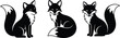 © Khaleda - Three black and white illustrations of foxes in different poses