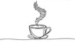 © seller - Line drawing of a coffee cup with steam composed of numbers