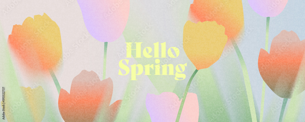 Spring floral background with tulips flowers with soft, blurred ...