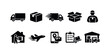 © Hubba Bubba - Logistics and delivery solid icon set. Shipping, transportation, package icons collection