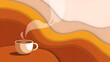© Sheulidesigner - Steaming cup of coffee on abstract brown background