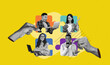 © Prostock-studio - A collage shows a group of individuals engaging in different activities. Hands connect puzzle pieces while others use laptops and gesturing. The bright background adds a sense of energy to the scene.