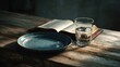 © Bargais - An empty plate, a glass of water and an open Bible on the table, symbolizing fasting.