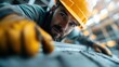 © Larisa AI - A diligent construction worker, equipped with a hard hat and gloves, concentrates on his task, reflecting the dedication and skills essential in building our infrastructure.