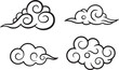 © MdNajmulHaque - Four distinct black outline cloud illustrations featuring elegant swirls and traditional Asian inspired styling on white