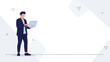 © Novan - Businessman working on laptop, modern minimalist flat design illustration