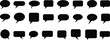 © Creative Rejia - Set of black speech bubbles icons, vector shapes, communication symbols, dialogue balloons, chat signs, conversation bubbles, isolated on white