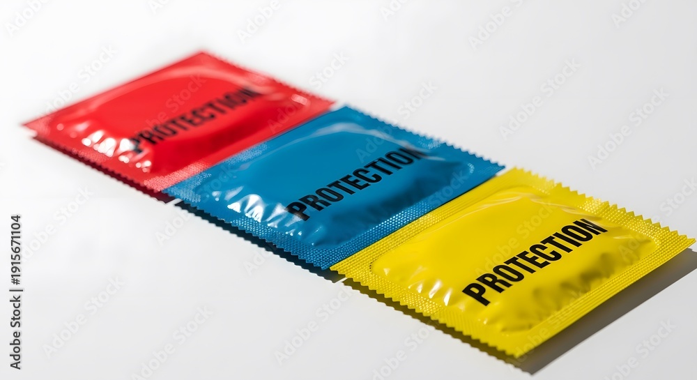 Pattern Protection Condom Photo Stock Colorful Condom Packets with Protection Text, Safe Sex ...