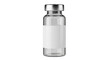 © su - Clear Glass Vial Silver Cap Blank Label Isolated Transparent PNG Mockup