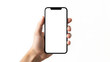 © Khokan - Hand holding smartphone with blank white screen mobile