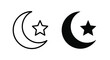 © rsvect02 - Black and white crescent moon and star symbols in different styles on a pure