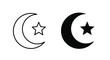 © rsvect02 - Islamic crescent moon and star symbols in black and outline