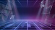 © nupixel - Futuristic 3D cyber grid background with glowing neon lines, floating glass panels, and a deep blue to magenta gradient. Minimalist tech aesthetic with cinematic lighting and depth perspective.