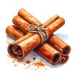 © anak - A bundle of cinnamon sticks tied with twine on a white background