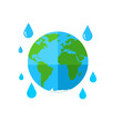 © M4rt - Illustration of planet Earth with water droplets falling around it, symbolizing water conservation and environmental protection.