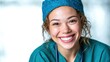 © Dulemegapixel - A cheerful nurse wearing scrubs and a cap, radiating compassion and readiness to support patients, embodying the essence of care and dedication in healthcare.