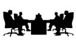 © Deloar - Silhouettes of people sitting around a conference table in a meeting