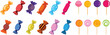 © Hassaan - Colorful candy and lollipop set assorted wrapped sweets for celebration birthday and festive design vector illustration