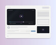 © Valeriia - Light dashboard webpage mockup with embedded video player, sidebar widgets and content blocks. Minimal UI layout for streaming platforms, e-learning course pages and product demo interfaces.