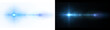 © rehena - PNG image of Bright intense blue lens flare effect with horizontal light streaks emanating outwards on transparent background