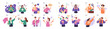 © YummyBuum - Mbti people types. Persons psychological characteristics, different mindsets, personalities, myers briggs classification, behavioral profiles with symbols garish vector cartoon isolated set
