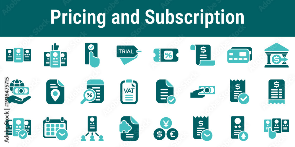 Pricing and subscription icons for SaaS billing workflow plans, free ...