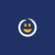 © Budi - Smiling face logo design with a white outline on a dark blue background.