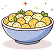 © Олександр Романюк - Cartoon illustration of a full bowl of food