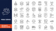 © ARIF MIFTAHUL ANWAR - Public service icon set. Icons related to community center, public park, city hall, government, policy, community, volunteer and more. Outline icon with Editable stroke. Vector illustration