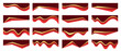 © Tartila - Red gold curved separators, headline with waves for premium banners, wavy header or divider layout. Layered vector abstract element with glossy foil gradient for ornate borders or decorative frame