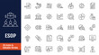 © ARIF MIFTAHUL ANWAR - esop icon set. Icons related to ownership, shares, equity, stock, plan, option, benefit, allocation, dividend, vesting. Outline icon with Editable stroke. Vector illustration