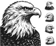 © Ratcha - Bald Eagle heads Hand-Drawn Wildlife Sketch linework sketch hand drawn pen drawing vector illustration svg