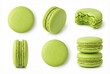 © gankevstock - Collection of delicious green macarons arranged on a white background