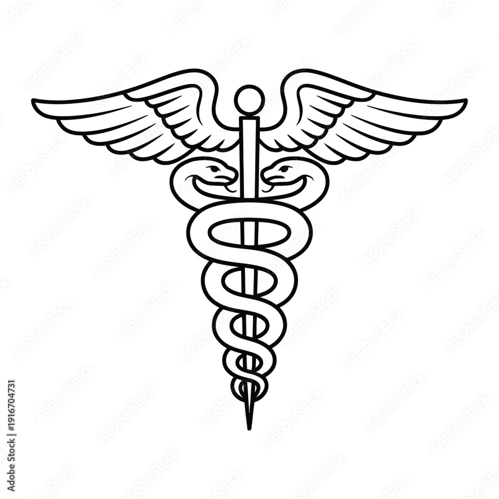 Caduceus – Medical Snake Outline Symbol Logo Vector EPS Isolated on ...