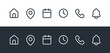 © lettett - Event and Contact Information Line Icon Set. Linear Symbols for Time, Date, Address, Home, and Phone.