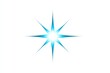 © ayn - Bright blue eight-pointed starburst with glowing center on white