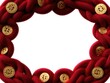 © Oleksii - Elegant red textile wreath with intricate gold ornaments on white background