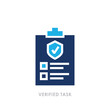 © Tornado design - Modern Business Clipboard Icon in Flat Blue Corporate Style