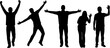 © yassmien - Silhouettes of five people in various poses of celebration and greeting waving