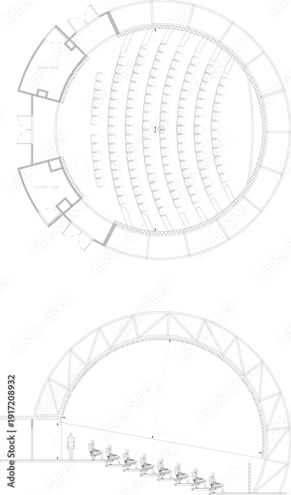 Large Auditorium and Theater Design – Circular Seating Layout with ...