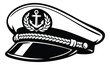 © cac_tus - Graphic illustration of a captain's hat depicting an anchor emblem and braided rope details for nautical designs