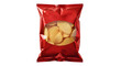 © komal - Delicious potato chips in a red snack packaging bag
