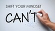 © MdEmran - Hand erasing can't from mindset on whiteboard with chalk