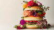 © AnniePatt - An imaginative burger filled with colorful roses and foliage