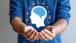© AR Creations - Person presenting mental health concept with brain icon and red crosses