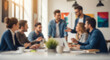 © Shams Gallery - Blurred image of a business presentation in a modern conference room