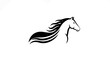 © deru - A stylized black horse with flowing mane and tail against white