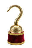 Golden pirate hook isolated. Costume accessory prop.