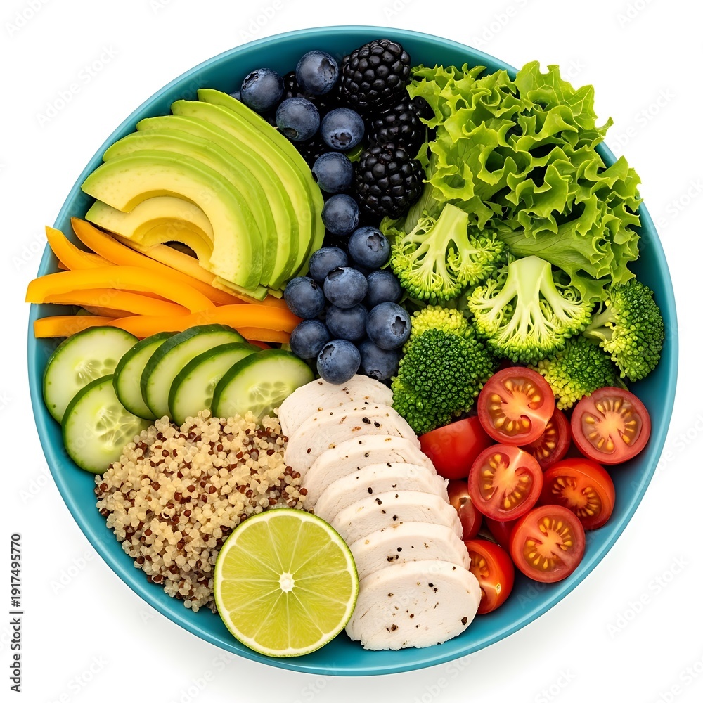 Healthy Food Plate With Fruits And Vegetables Stock Illustration ...